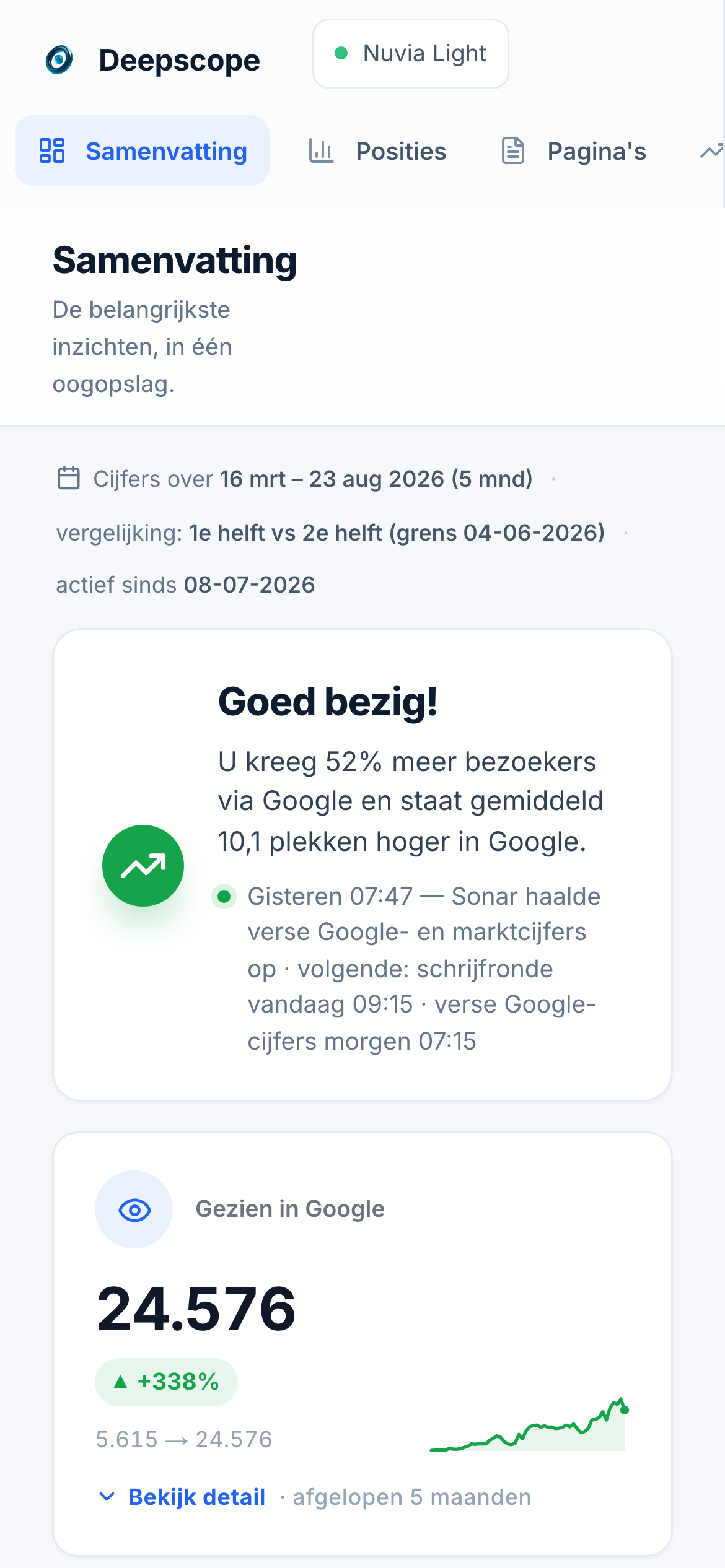 Het Deepscope-rapport op een telefoon